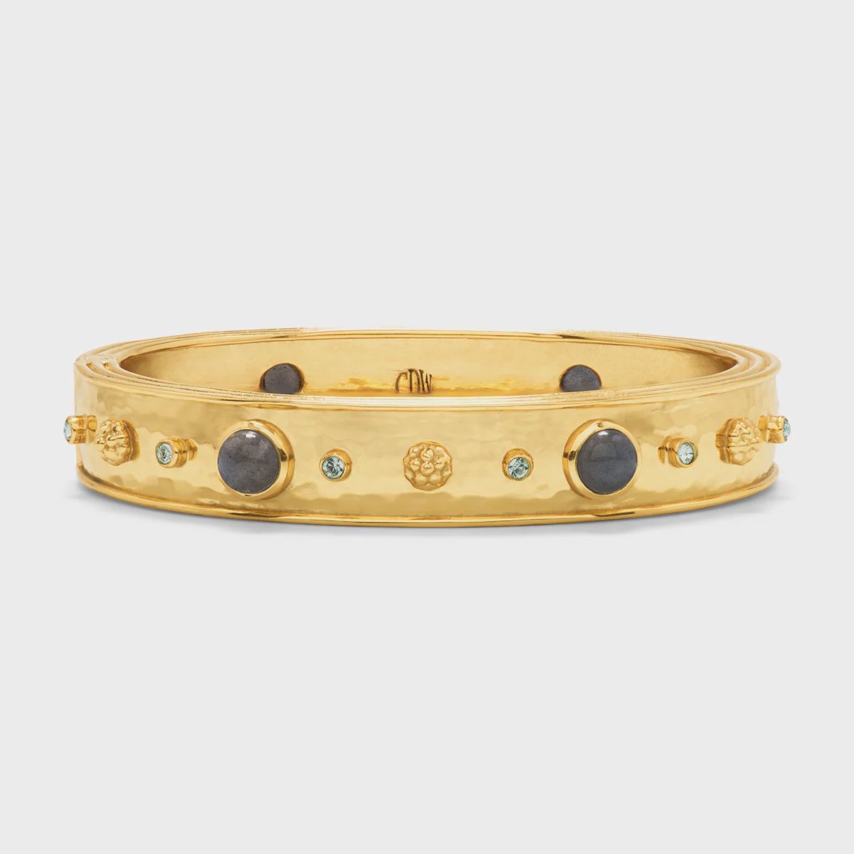 Cleopatra Hinged Bangle - Gold/Blue Labradorite