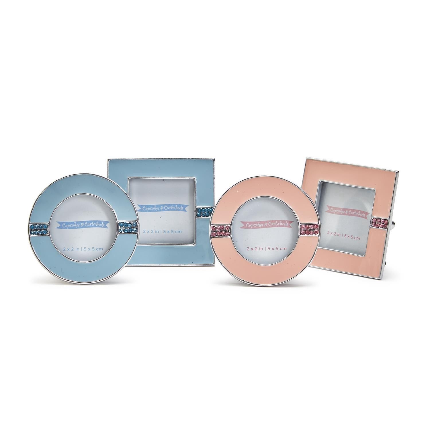 Enamel and Jewels 2&quot; x 2&quot; Photo Frame, Description: Pink, Size: Round