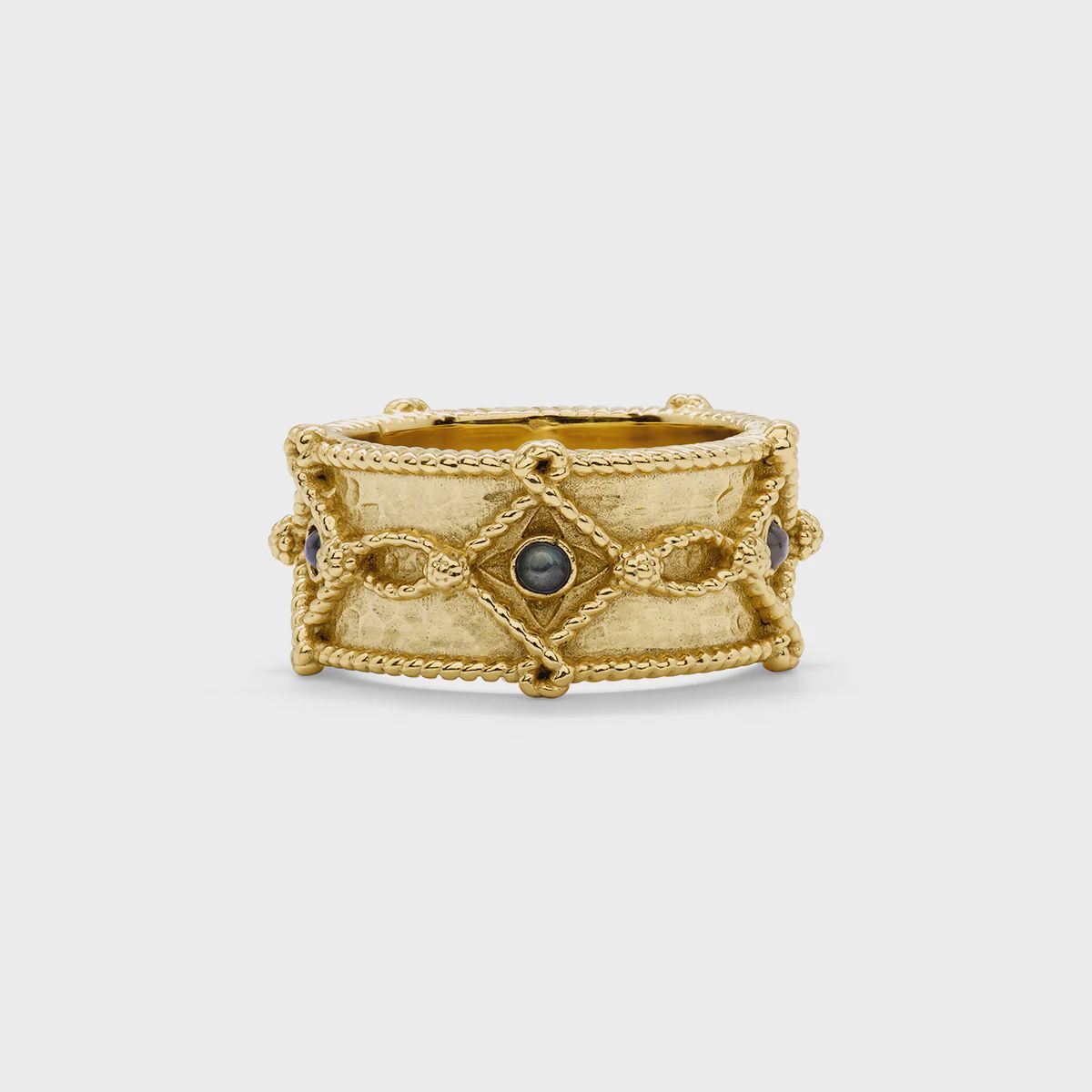 Victoria Ring Band - Gold/Blue Labradorite, Size: 6