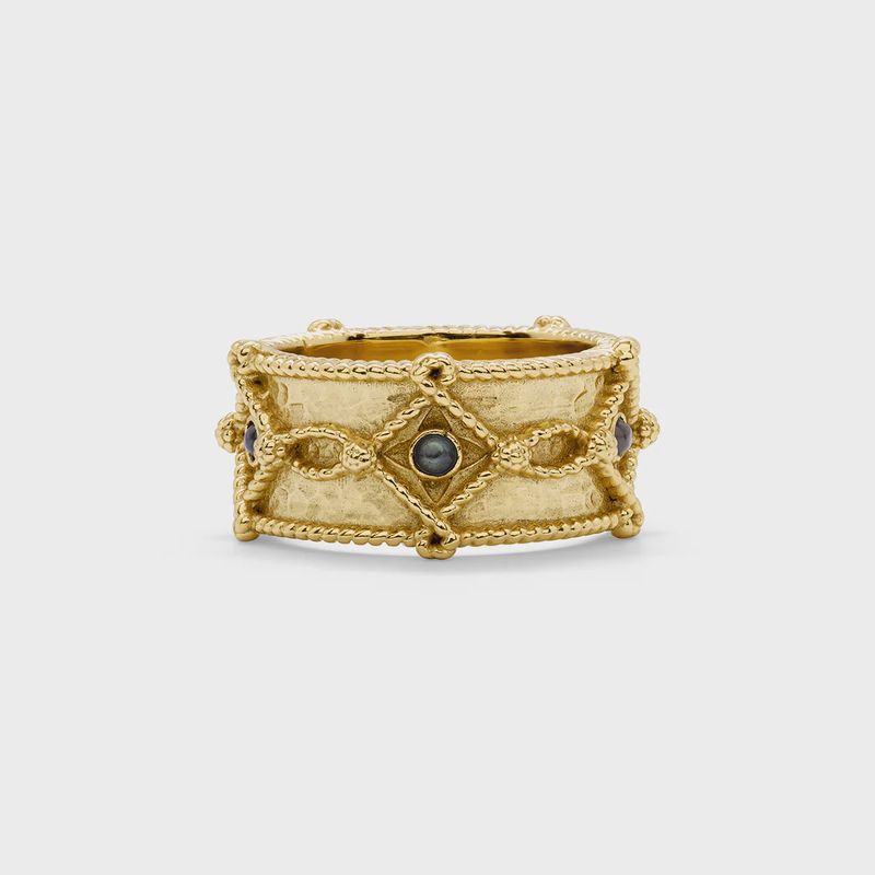 Victoria Ring Band - Gold/Blue Labradorite