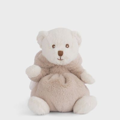 Bukowski Bears Ziggy Mouse 6-inch plush toy with gray fabric body and removable hood in a lifestyle setting