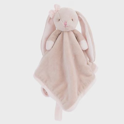 Beige Lenka Blankie plush comfort toy by Bukowski Bears, 12 inches, displayed in a cozy lifestyle setting