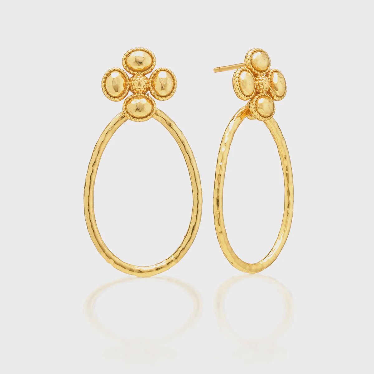 Berry Clover Teardrop Earrings - Gold