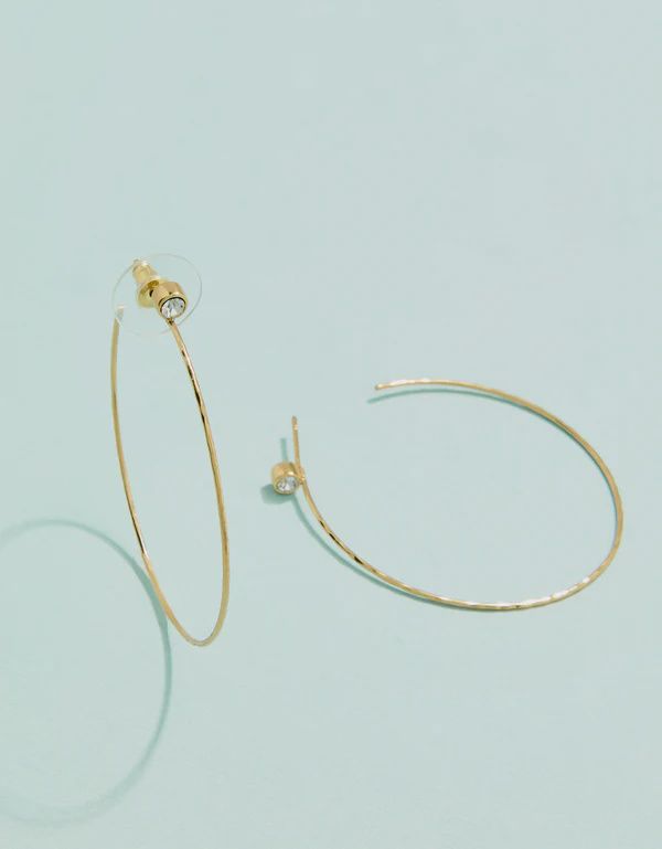 SP Ultrathin Hoop Earrings 45mm Crystal, Colour: Gold