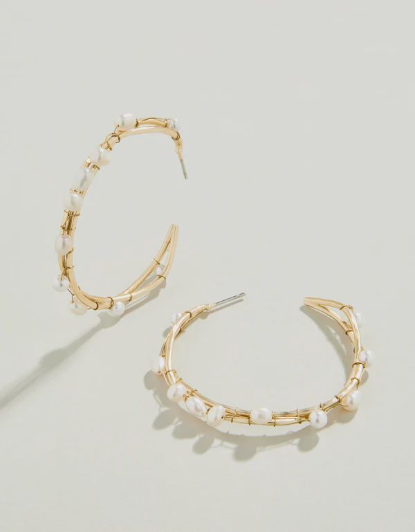 Swell Hoop Earrings Pearl