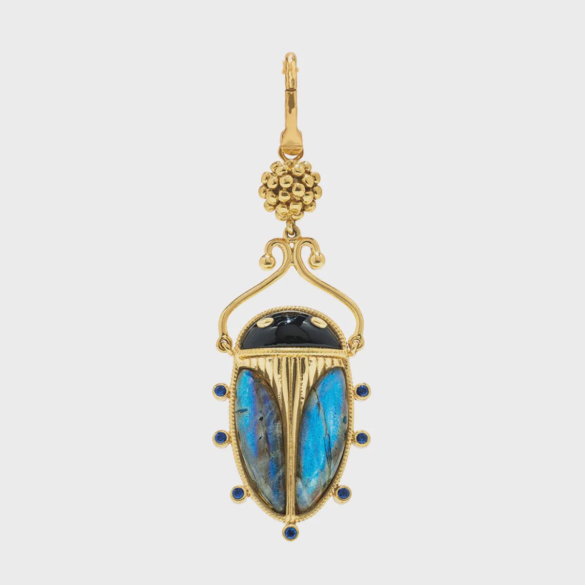 Scarab Pendant - Blue Labradorite/Black Agate