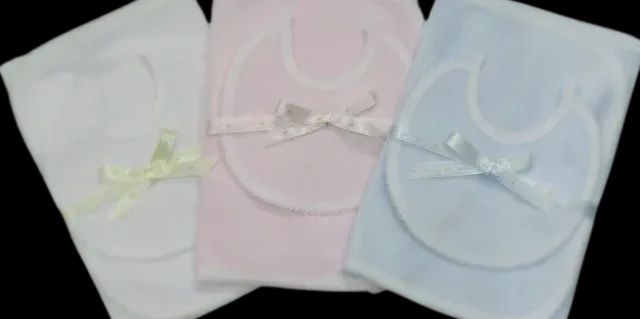 Velour 2pc set: bib and burpcloth, Colour: PINK