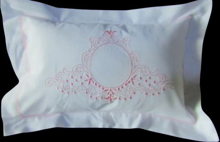 10x15 Pillow w/ Crest Pink &amp; White