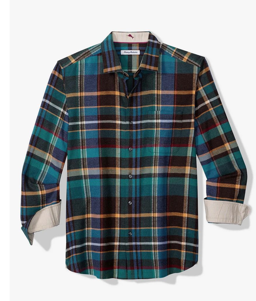 Palonia Plaid Flannel Button-Up Shirt, Colour: Ebony, Size: M
