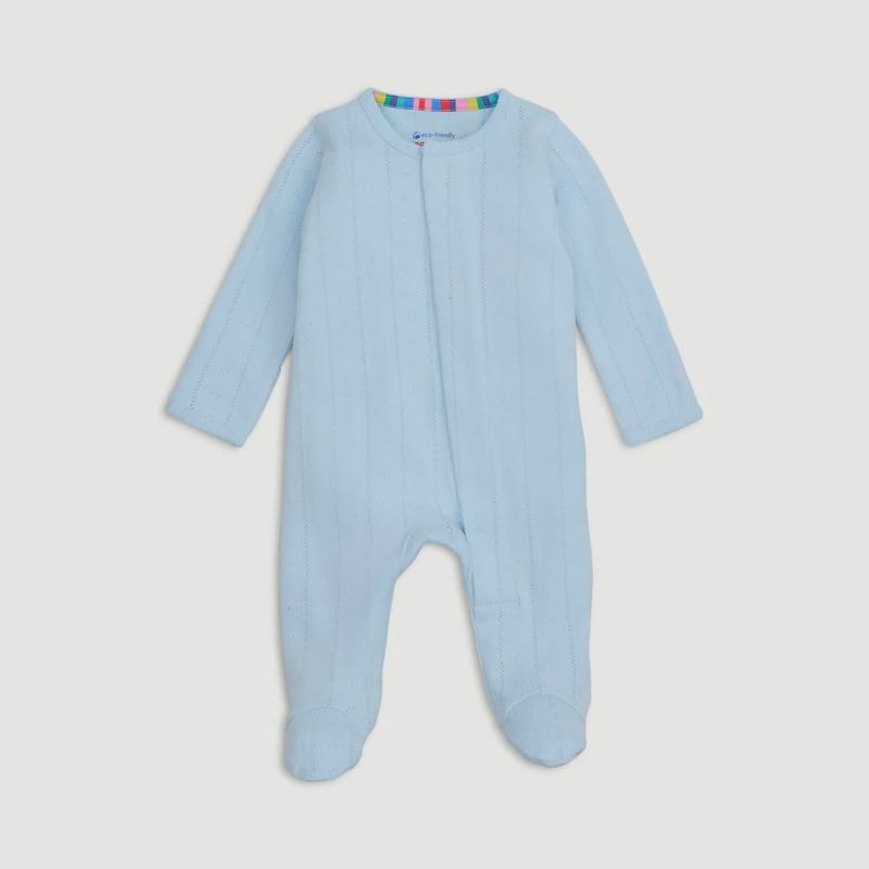 Blue Love Lines Pointelle Modal Magnetic Parent Favorite Footie