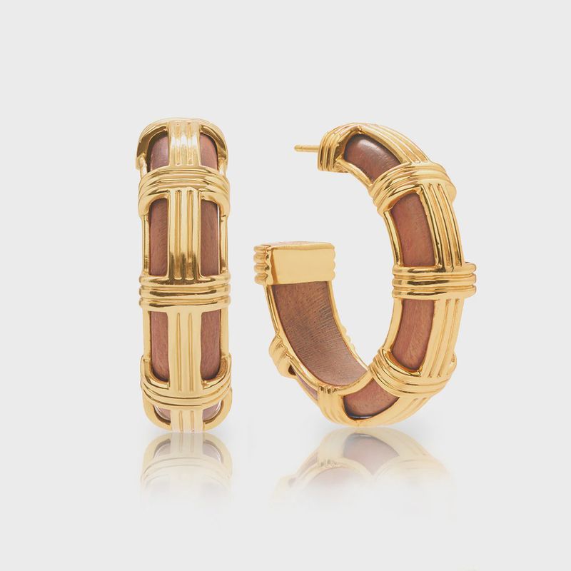 Gaia Cage Hoop Earrings - Teak