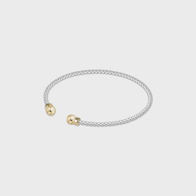 Classic Mixed Metal 2mm Bead Cuff - Gold