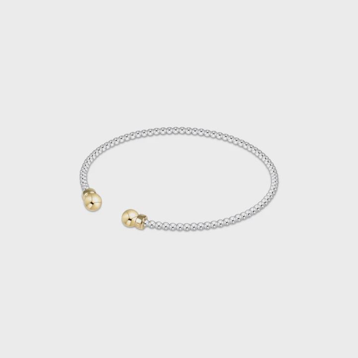 Classic Sterling Mixed Metal 2mm Bead Cuff - Gold