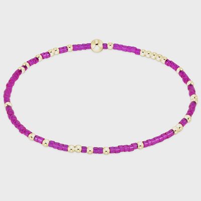 Fuchsia beaded bracelet with 14k gold-filled hardware displayed on white background, Hope Unwritten design