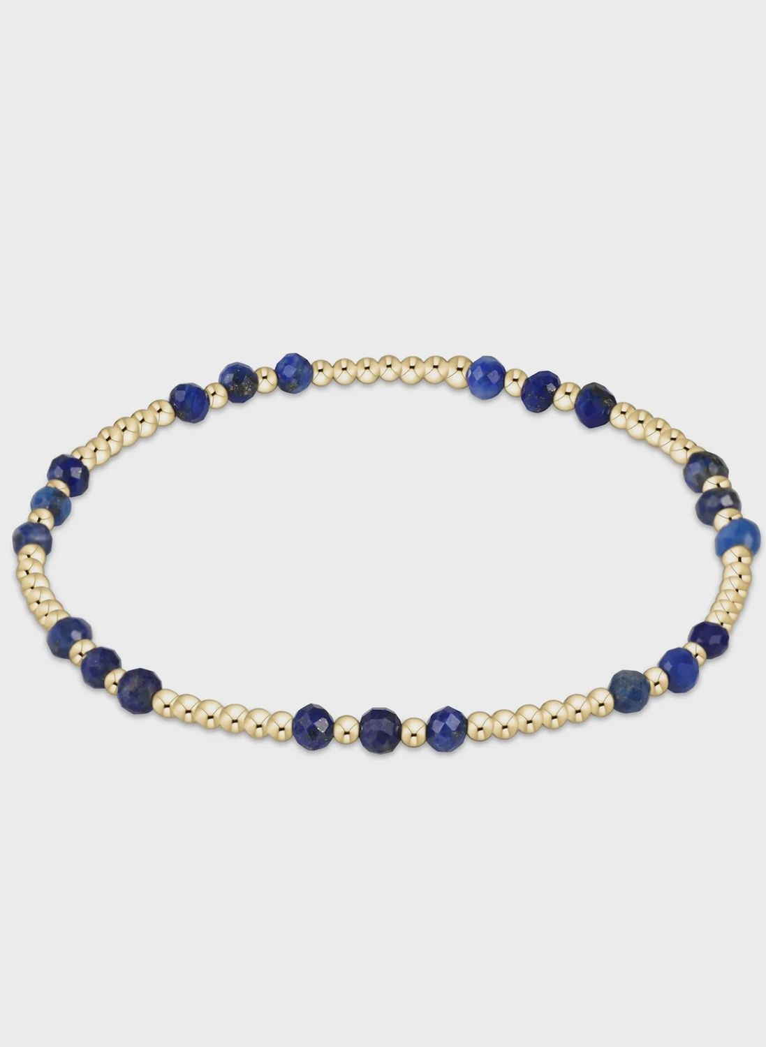 Gemstone Gold Joy Pattern 3mm Bead Bracelet - Lapis