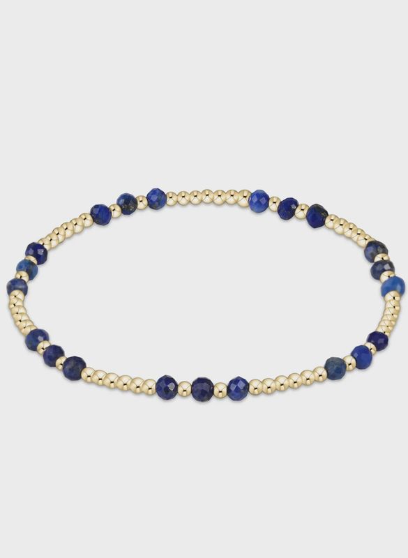Gemstone Gold Joy Pattern 3mm Bead Bracelet - Lapis