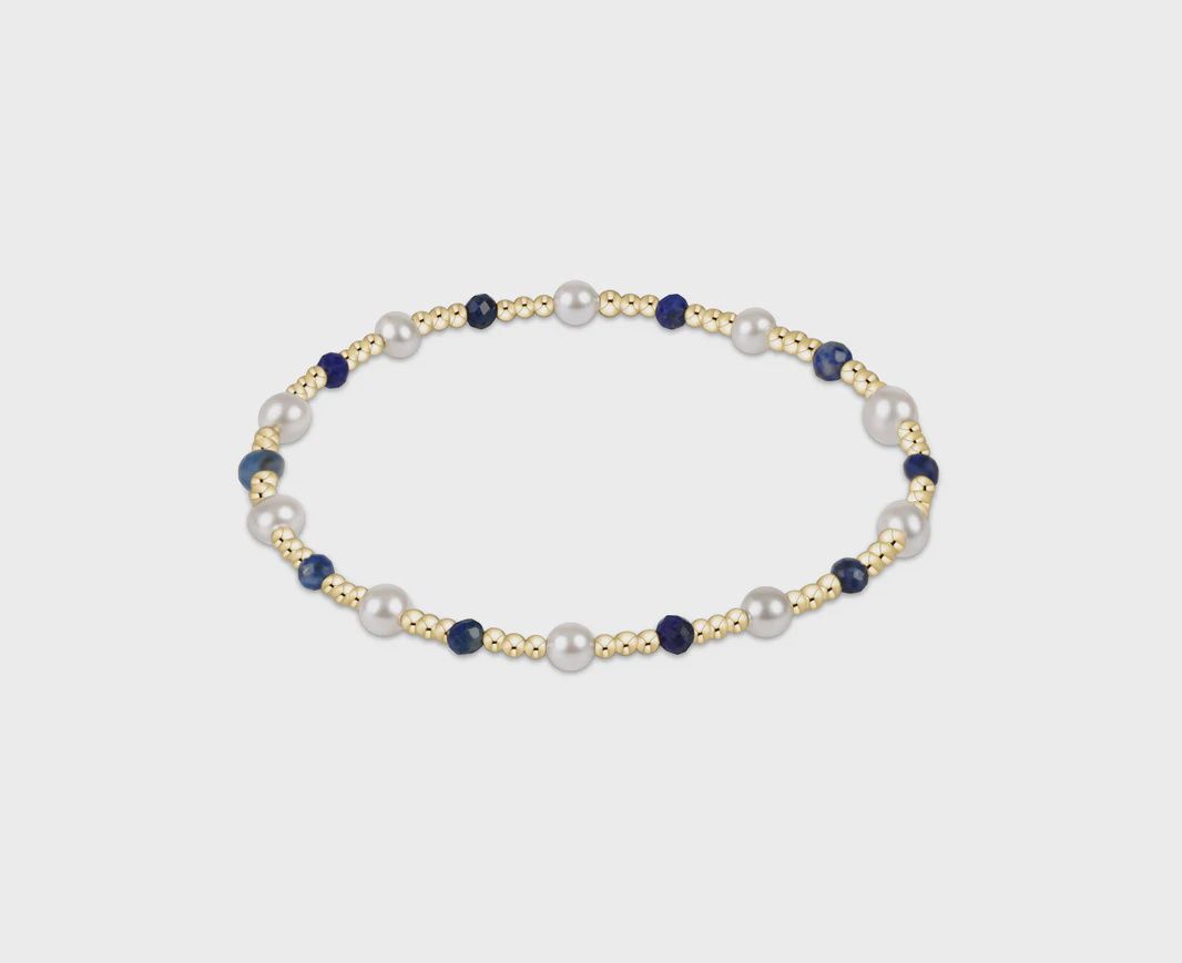Pearl Sincerity Pattern 4mm Bead Bracelet - Lapis
