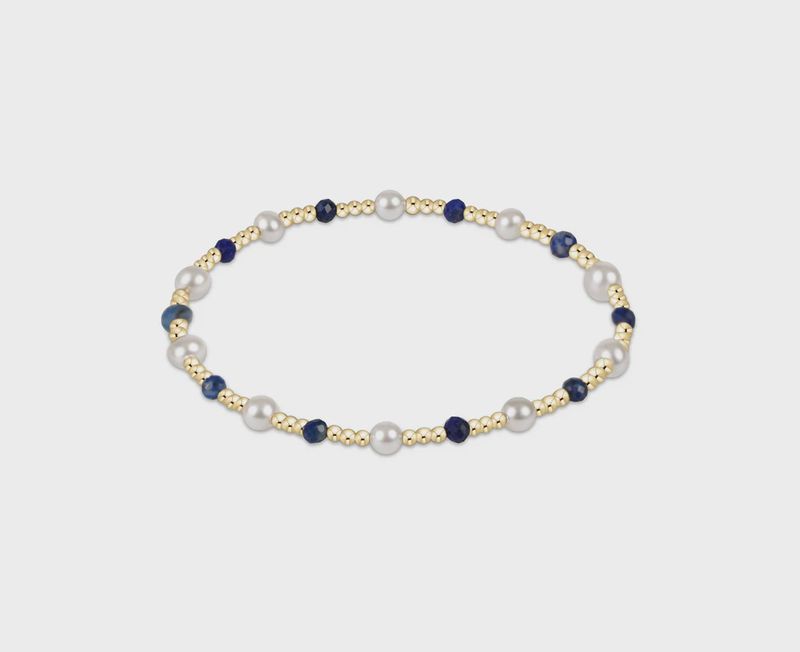 Pearl Sincerity Pattern 4mm Bead Bracelet - Lapis