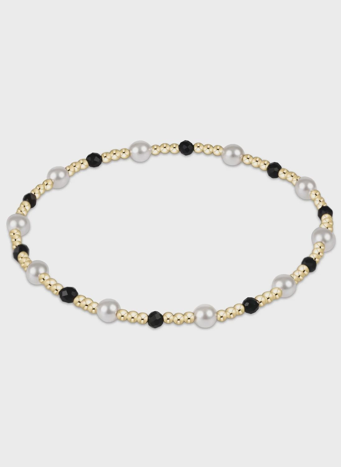 Pearl Sincerity Pattern 4mm Bead Bracelet - Faceted Onyx
