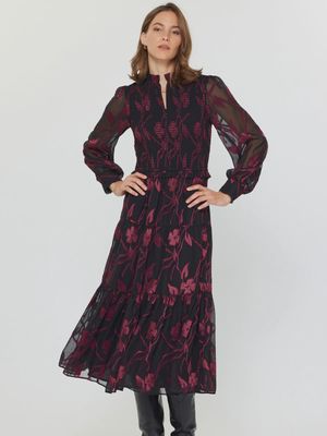 Black and Wine Floral Dress