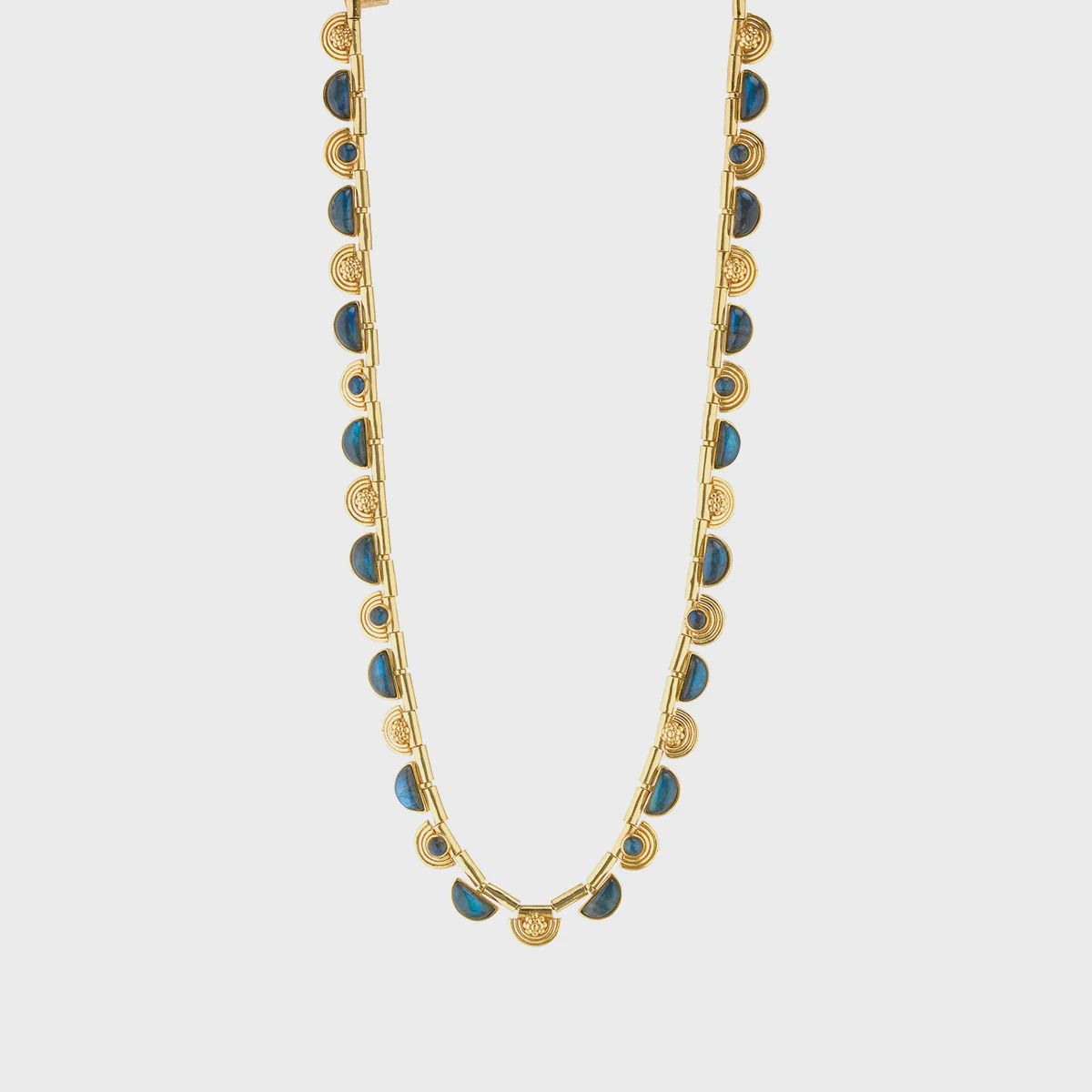 Cleopatra Riviere Necklace, 17&quot;+2&quot; - Blue Labradorite
