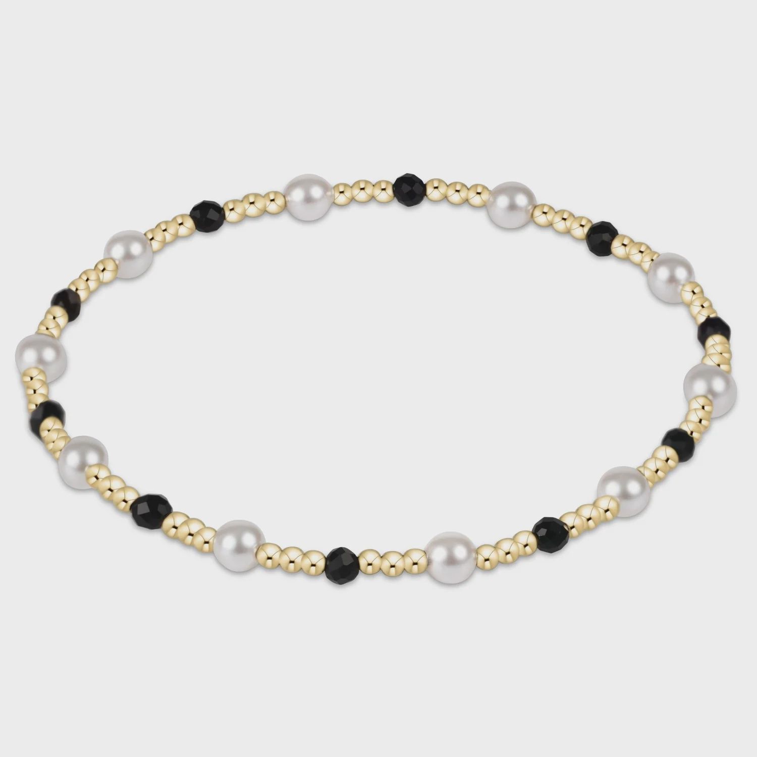 Pearl Sincerity Pattern 4mm Bead Bracelet - Faceted Onyx