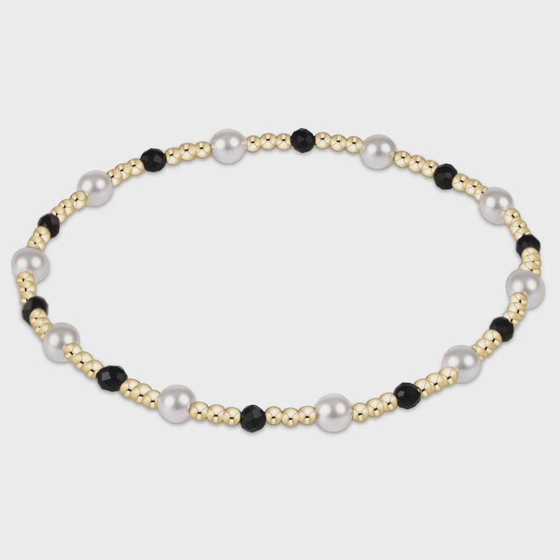Pearl Sincerity Pattern 4mm Bead Bracelet - Faceted Onyx