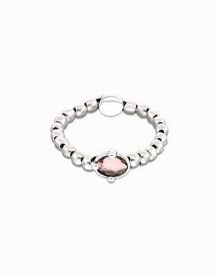 Uno de 50 Ser Deslumbrante bracelet featuring pink crystal beads with silver-tone metal accents on a neutral background