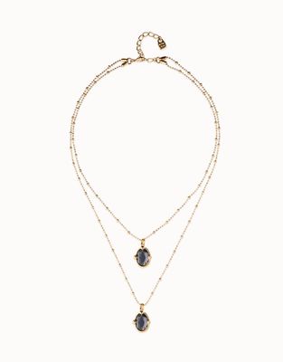 Ser Deslumbrante Multi Strand Two Black Oval Faceted Crystals Necklace