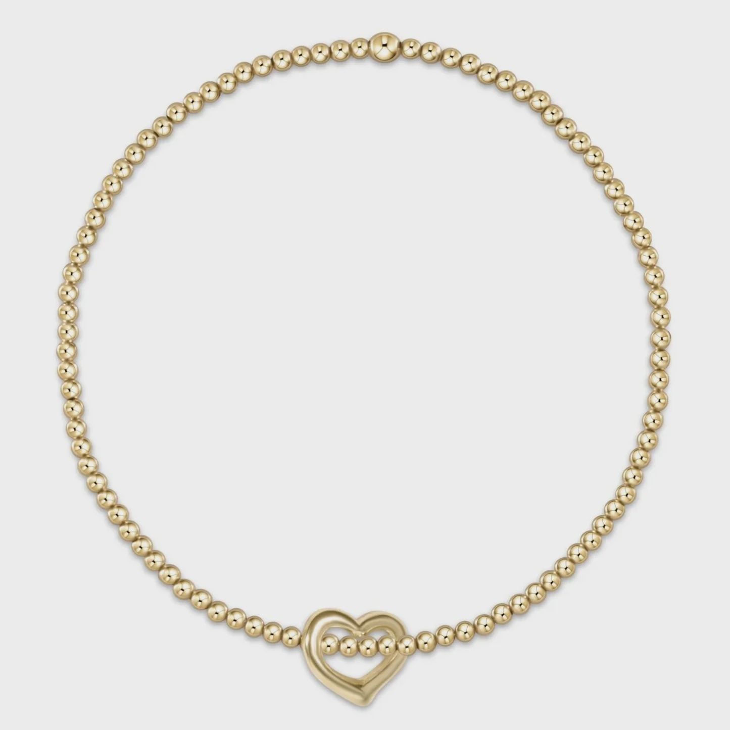 egirl Classic Gold 2.5mm Bead Bracelet - Love Gold Charm