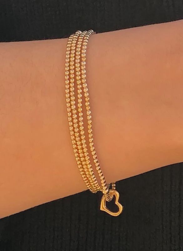 egirl Classic Gold 2.5mm Bead Bracelet - Love Gold Charm