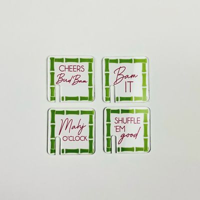 Oh My Mahjong Acrylic Cocktail Glass Markers Set of 4