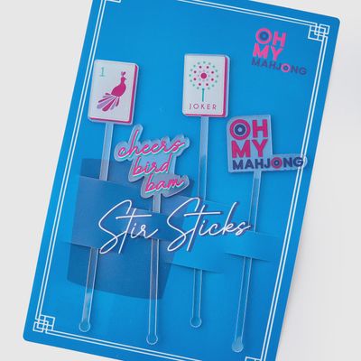 Oh My Mahjong Acrylic Cocktail Stir Sticks, Set of 4