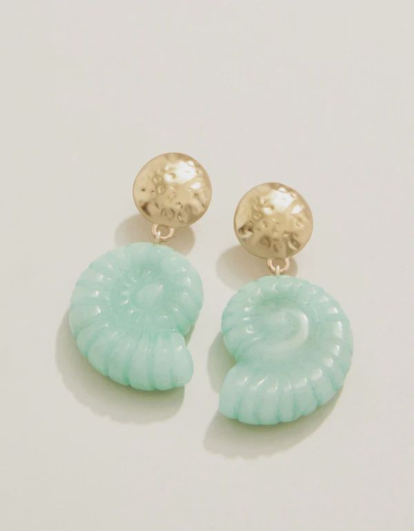 Carved Moon Shell Earrings Jade