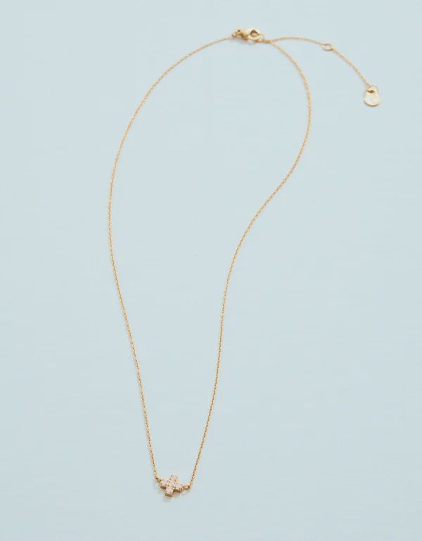 Mini Cross Necklace 16" Crystal