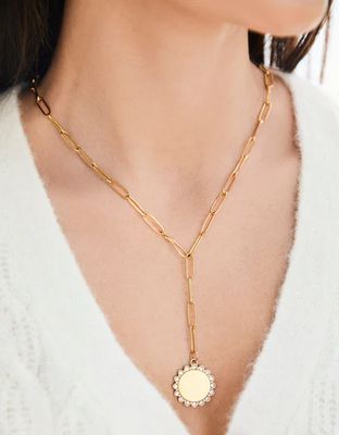 Drop Medallion Flower 20" Necklace