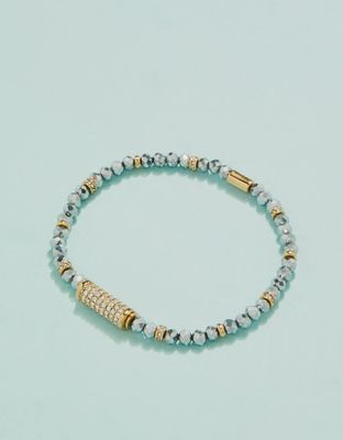 Clubhouse Stretch Bracelet 4mm Crystal/Silver