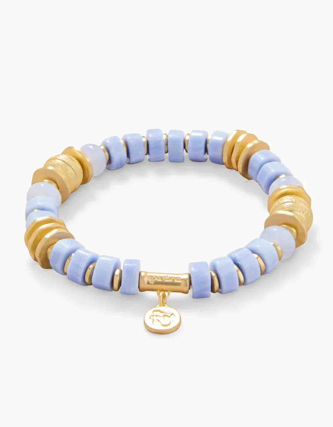 Stone Stretch Bracelet 8mm Blue Chalcedony