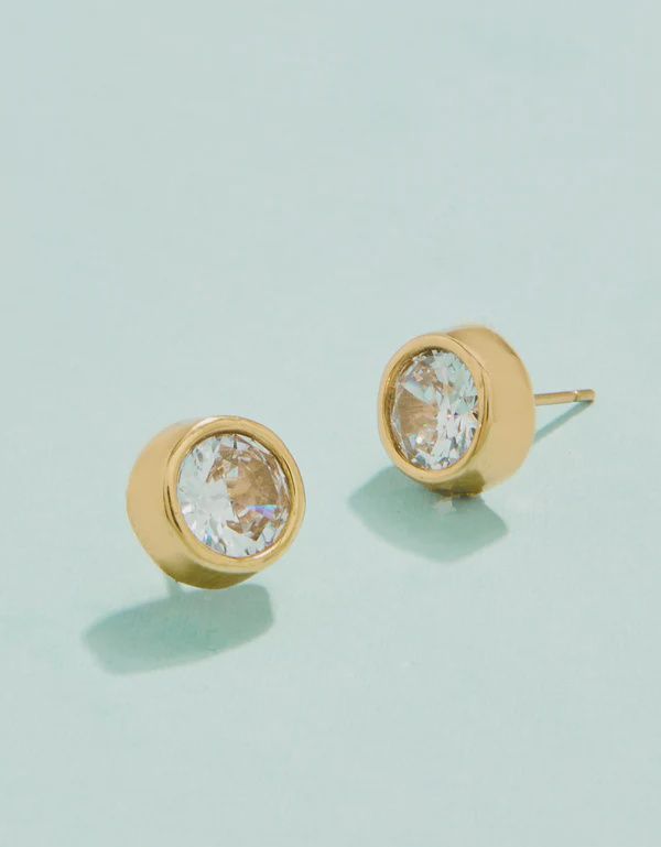 Lighthouse Stud Earrings Cubic Zirconia, Colour: Gold