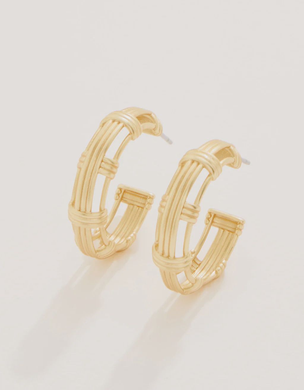 Basket Weave Hoop Earrings Gold