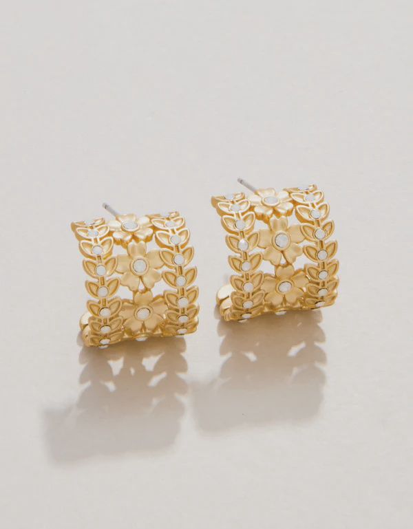 Parkwood Midi Hoop Earrings 16mm White Opal