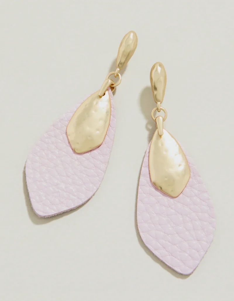 Leather Petal Earrings Lilac