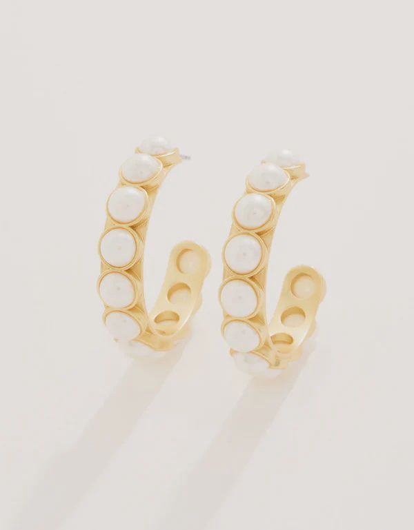 Anna Hoop Earrings Pearl