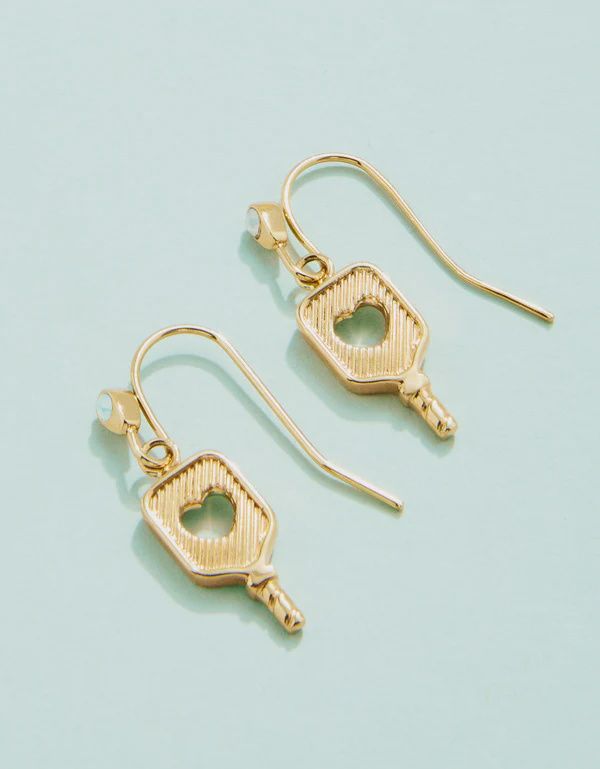 Pickleball Paddle Earrings Gold