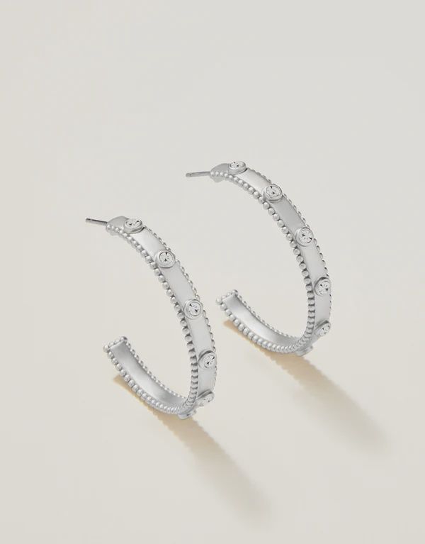 Cristal Hoop Earrings Crystal Silver