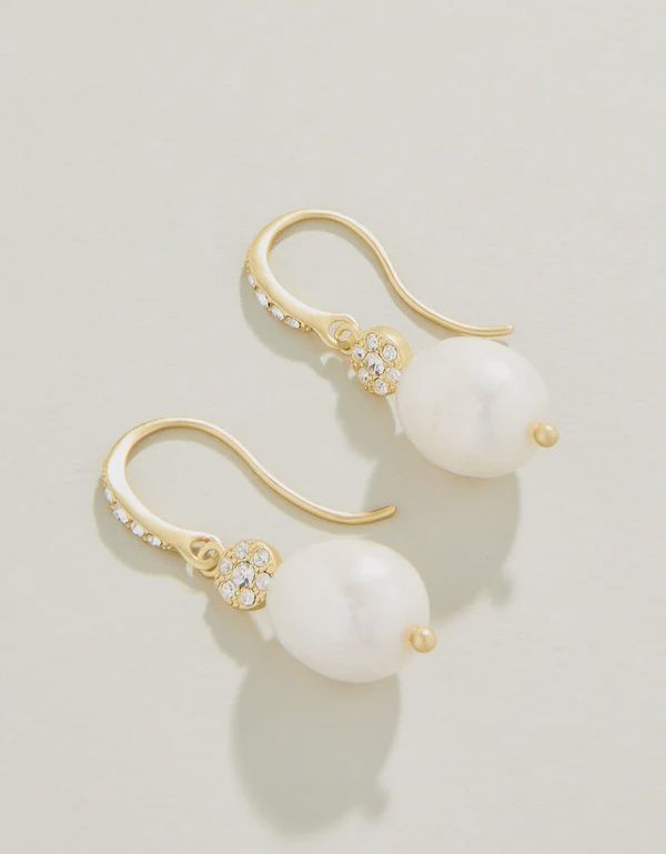 Sparkling Bauble Drop Earrings Crystal/Pearl