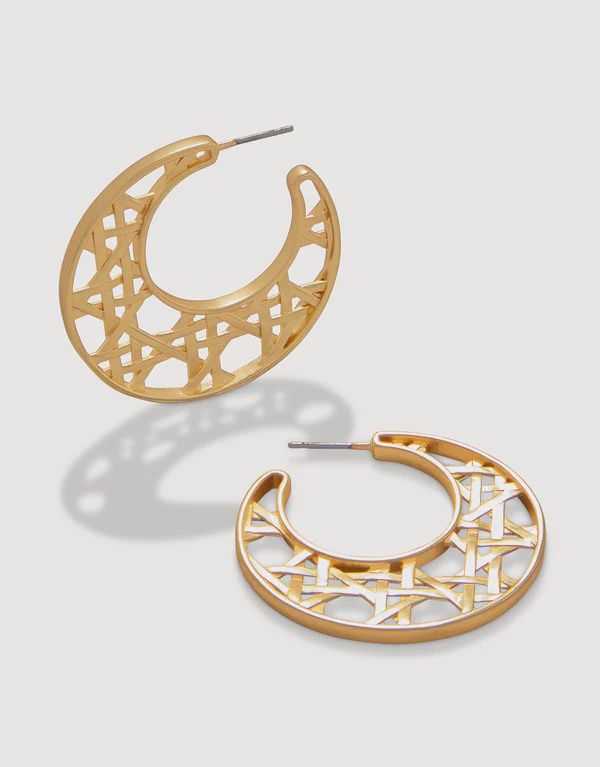 Cane Hoop Earrings Gold