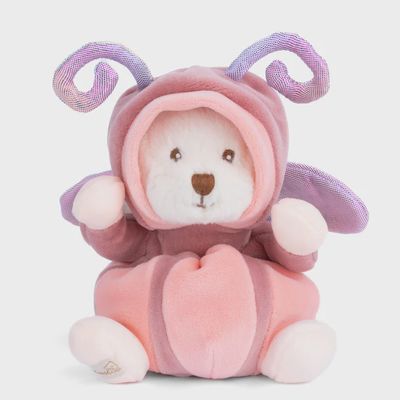 Bukowski Bears Ziggy Butterfly Rose plush toy, 7 inches, featuring soft rose-colored fabric with butterfly wing details on a white background