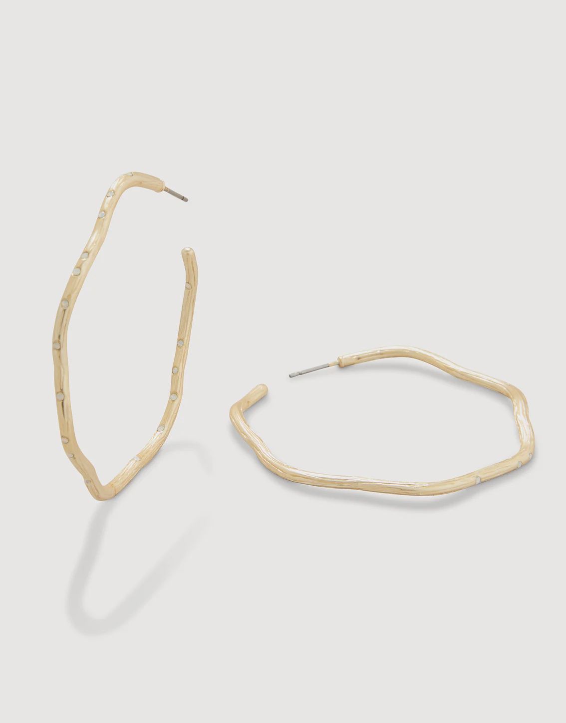 Sand Bar Wave Hoop Earrings 50mm White Opal