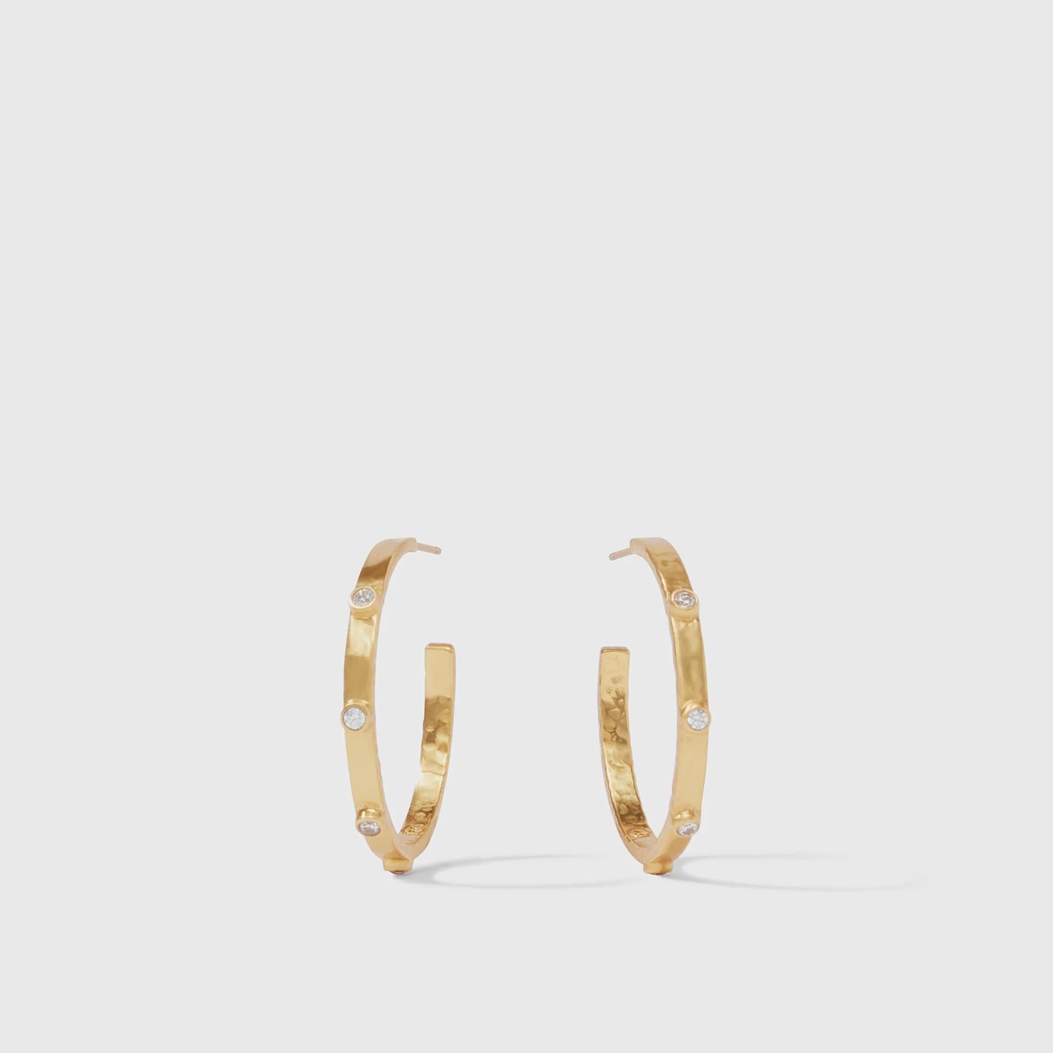 Julie Vos Crescent Stone Hoop Earrings, Colour: Cubic Zirconia, Size: Medium